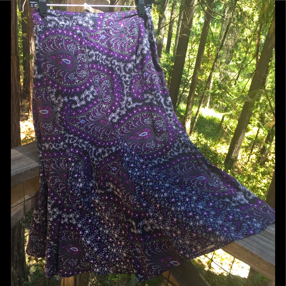 Charter Club A line cotton paisley purple print, free shipping,midi skirt HP24 - Picture 1 of 15